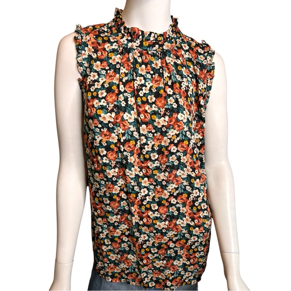 Torrid Floral Ruffle Edge Blouse Sleeveless Tank Large NWT